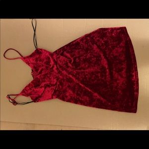 Red velvet spaghetti strap dress